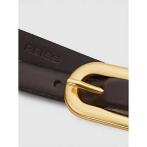 REISS CHAYA Thin Leather Elongated Buckle Belt